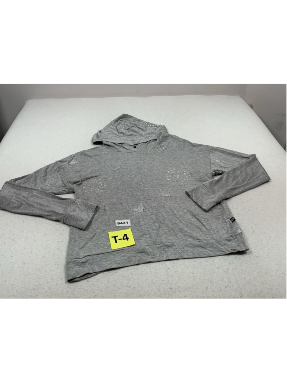 Womans Excellent Terez Pullover Hoodie Medium Gray Chris Cross Open Back